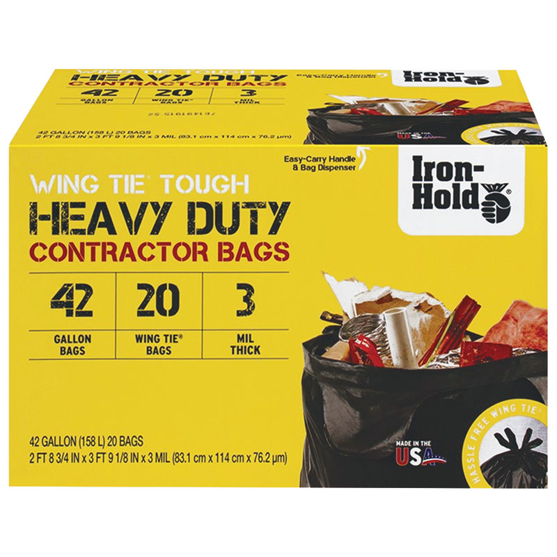 Iron-Hold® Heavy-Duty 42. Gal., Contractor Trash Bags, 20 Ct.