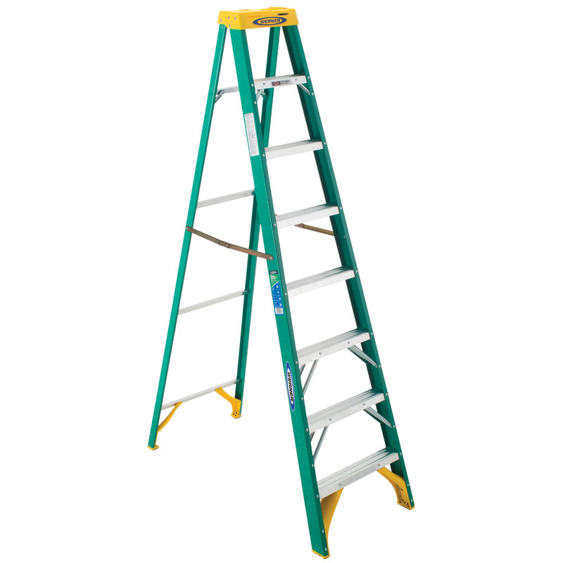 Werner® 8' Type II Fiberglass Stepladder, 225 Lb. Capacity