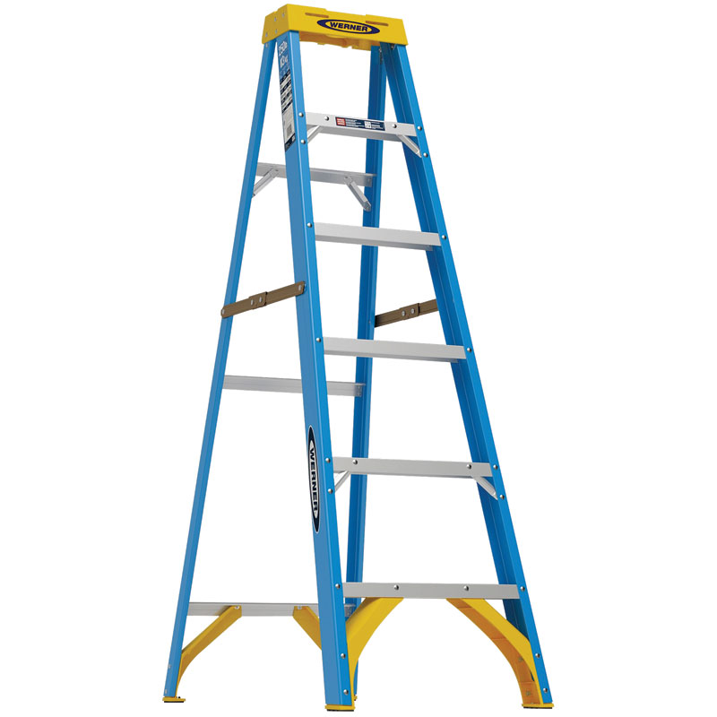 Werner® 6' Type I Fiberglass Step Ladder, 250 Lb. Capacity
