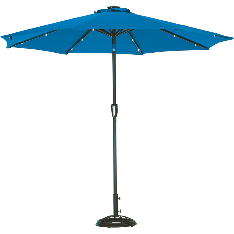 9' Living Accents™ Solar LED Tiltable Royal Blue Market Umbrella