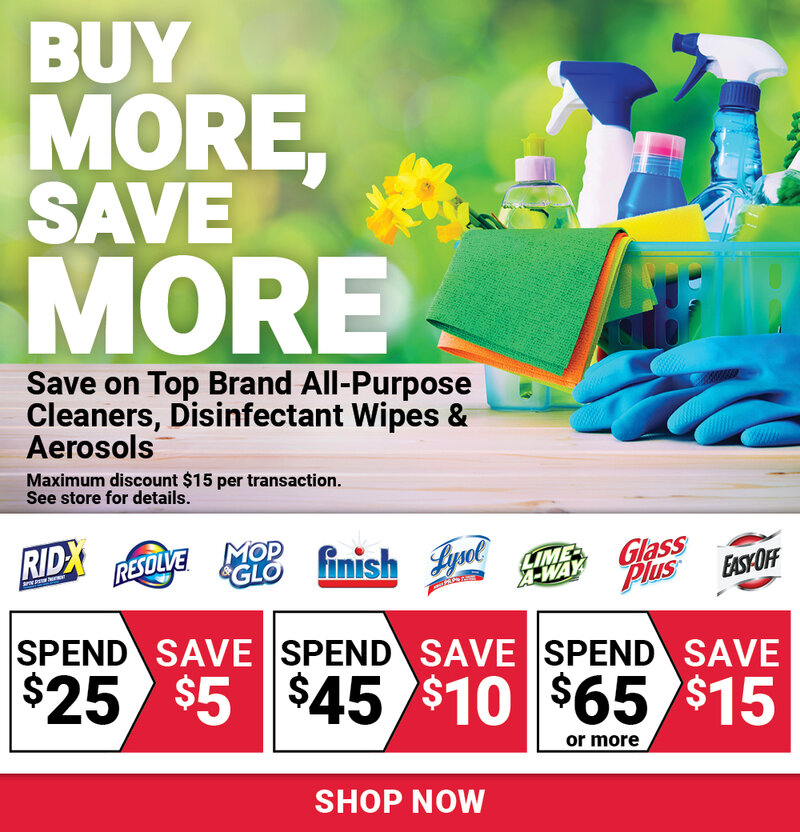 Save on Top Brand All-Purpose Cleaners, Disinfectant Wipes and Aerosols