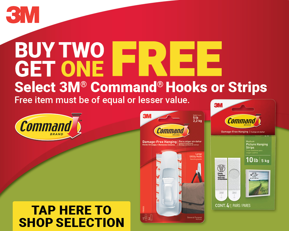 Select 3M® Command® Hooks or Strips