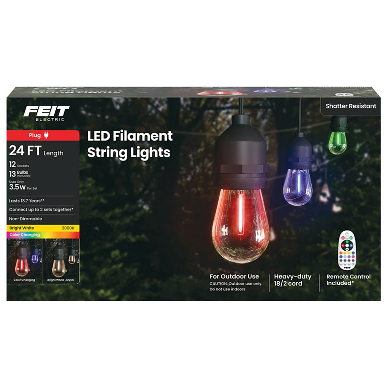 Feit Electric 24' Color-Changing LED Filament String Lights