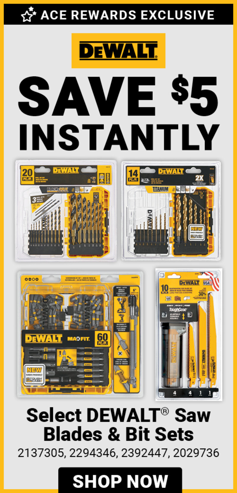 DEWALT® Saw Blades & Bit Sets