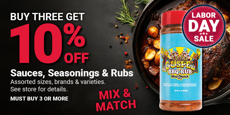 Buy Three Get 10% Off Sauces, Seasonings and Rubs